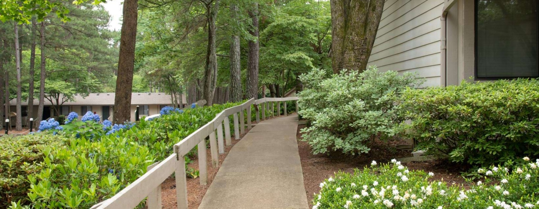 a walkway leading to a house