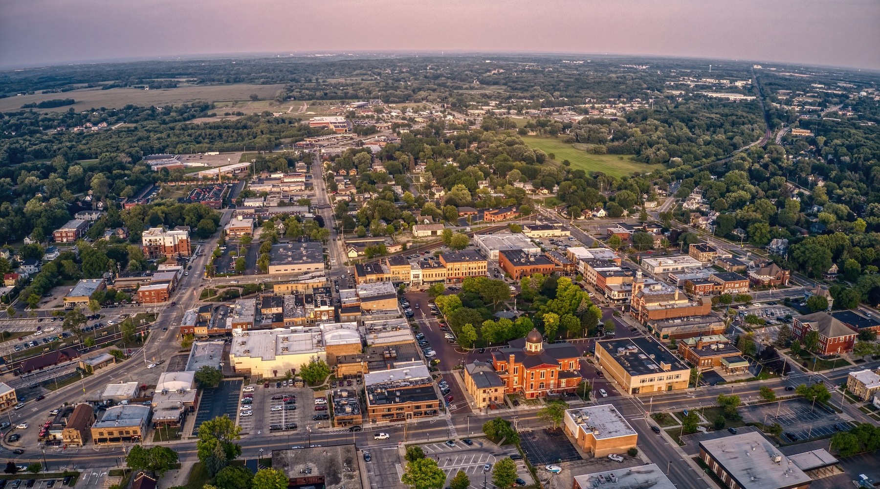 an aerial view of a city