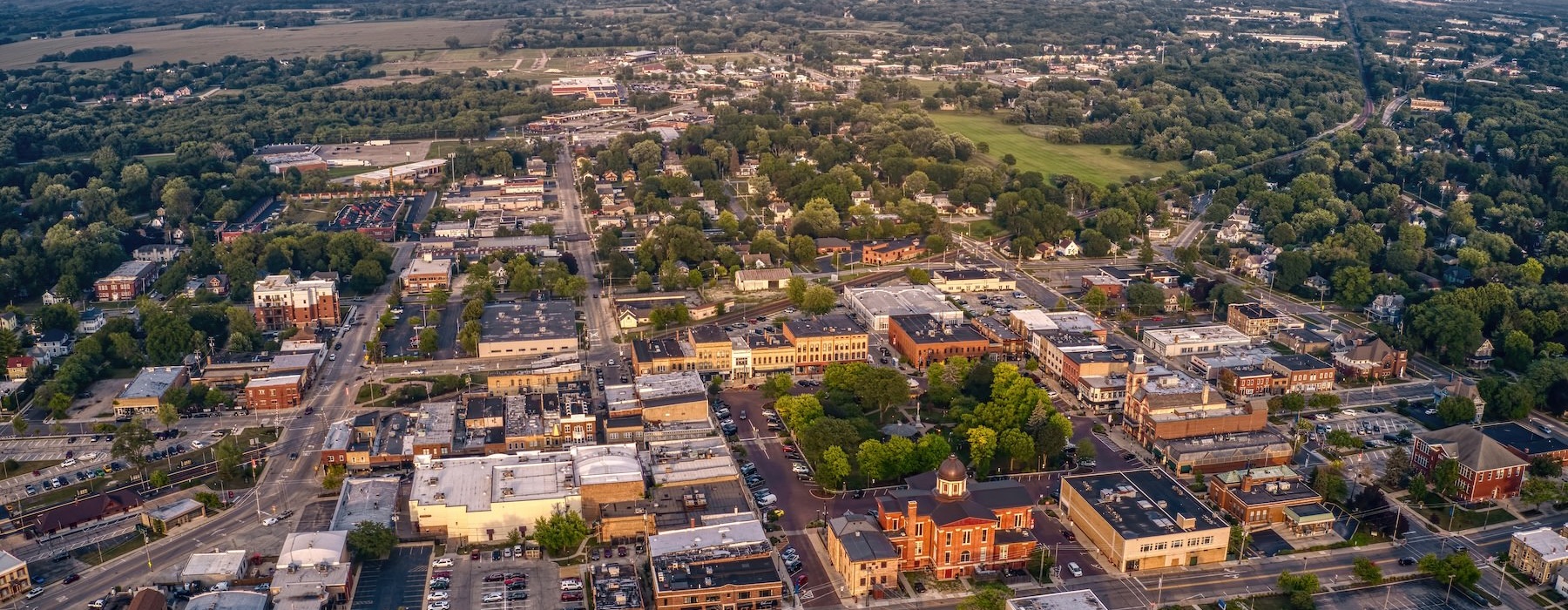 an aerial view of a city