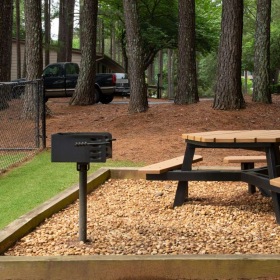 a picnic table in a park