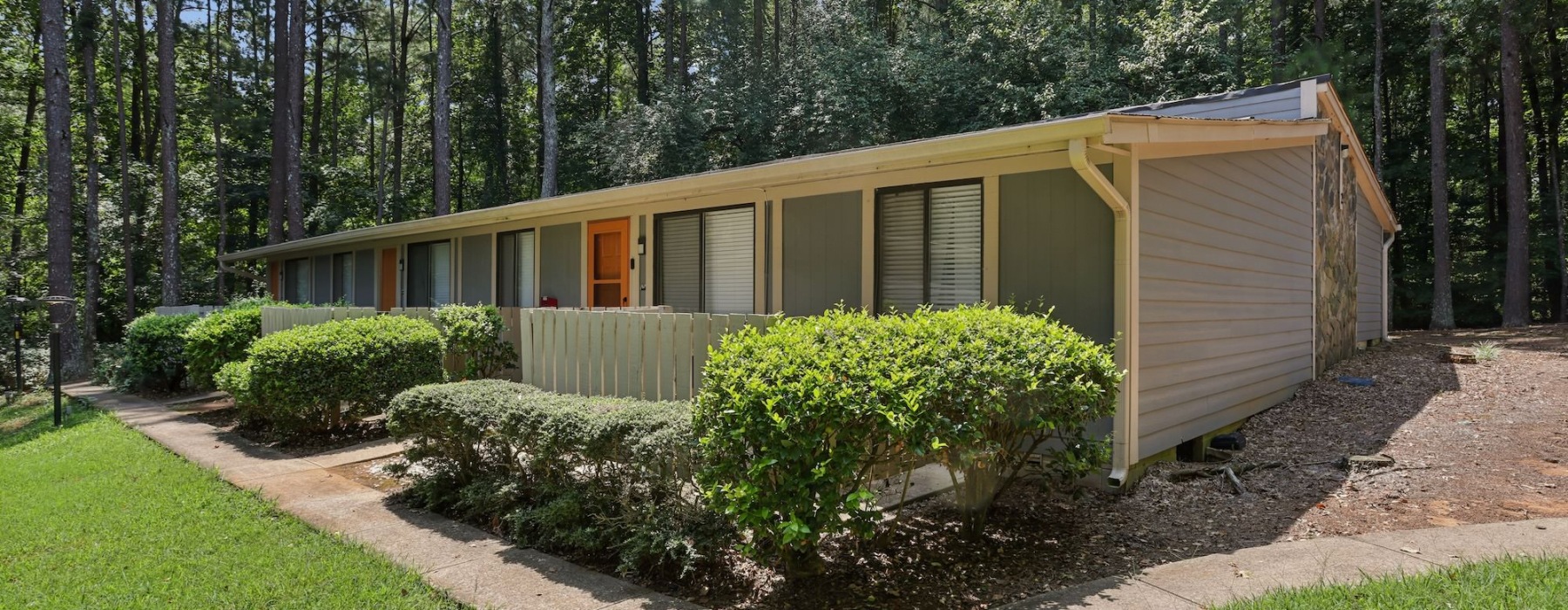 a building in the woods