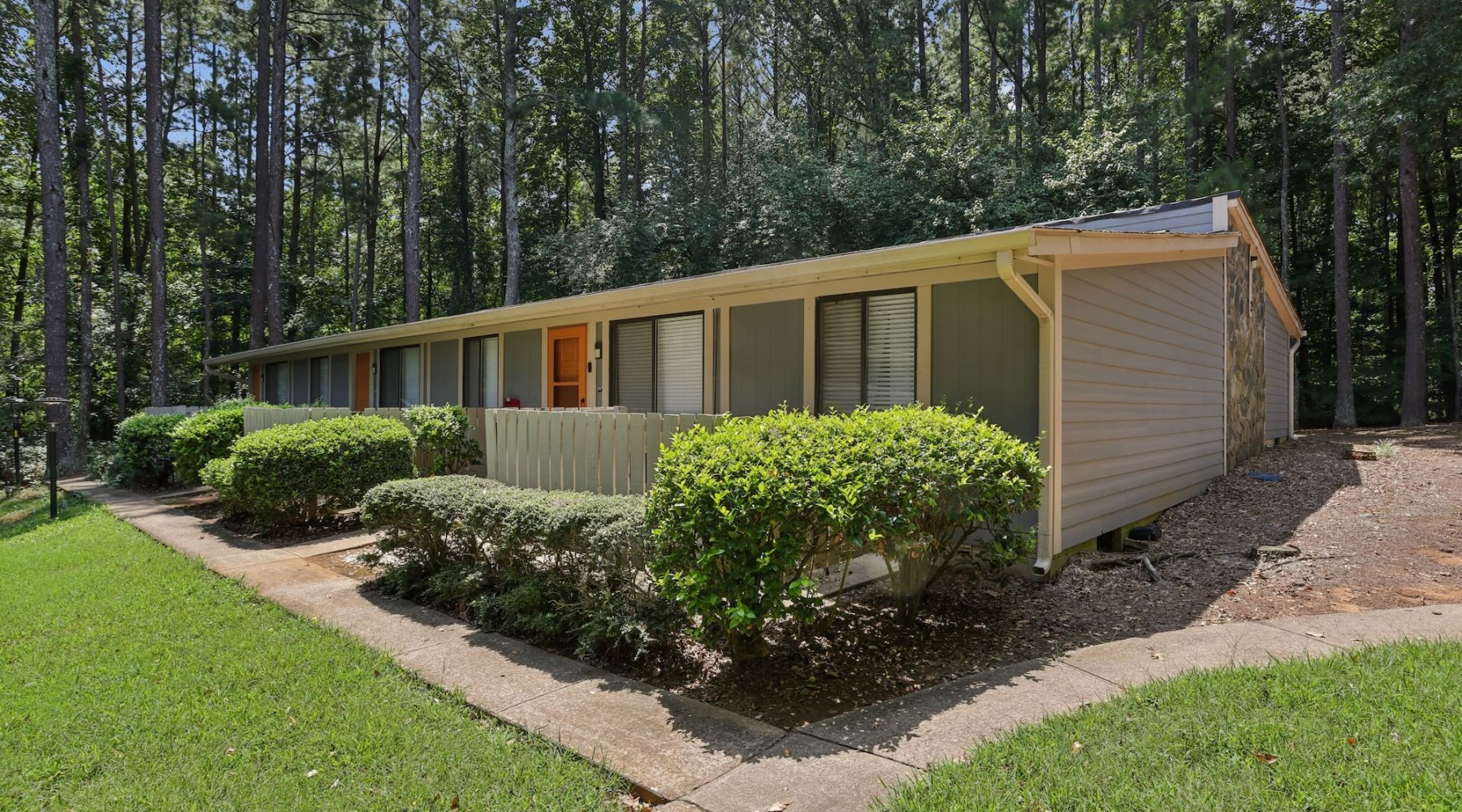 a building in the woods